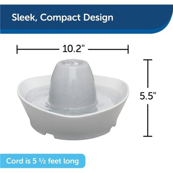 Ceramic Pet Fountain –for Cats and Small Dogs–60 Oz Water Capacity–Whisper-Quiet - Picture 5 of 6